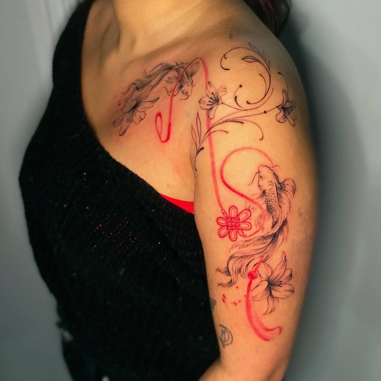 Detailed dragon neck tattoo