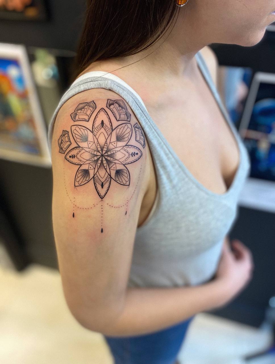 Koi and floral tattoo by Sa.li Tattoo