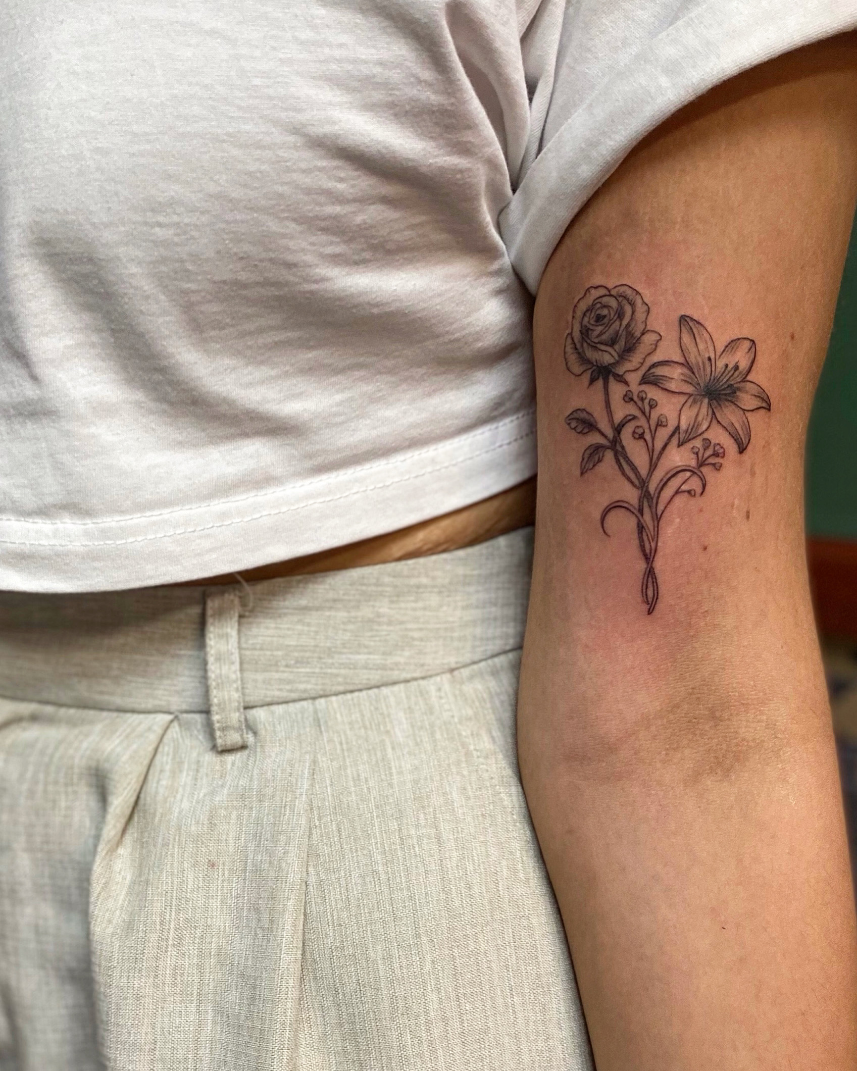 Rose and butterfly tattoo by Sa.li Tattoo