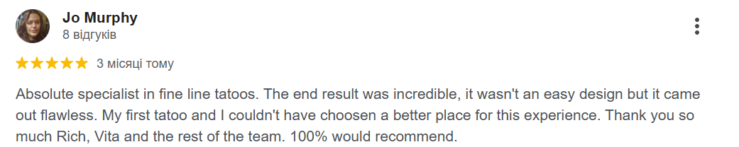 Another client review screenshot for Sa.li Tattoo