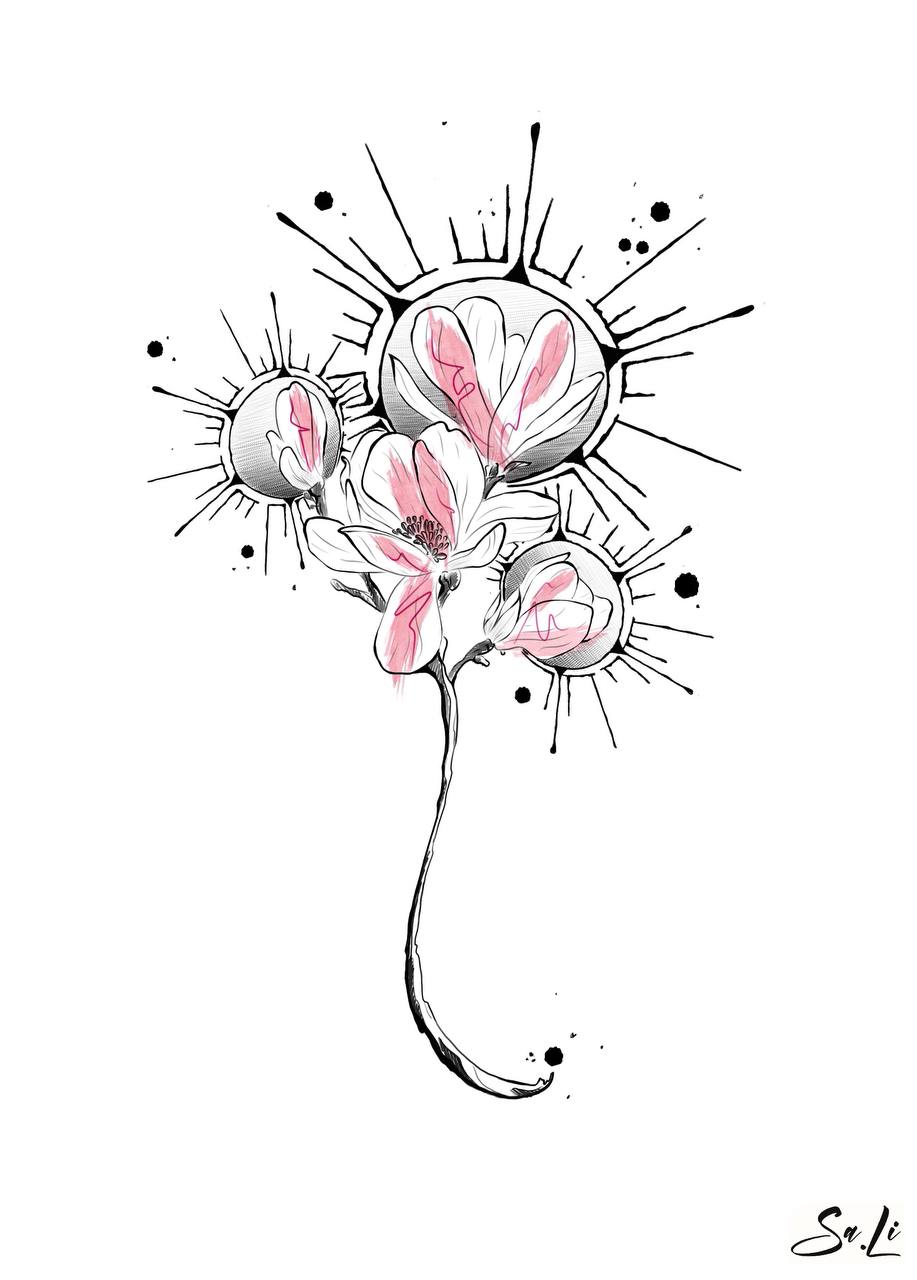 Custom tattoo sketch detail