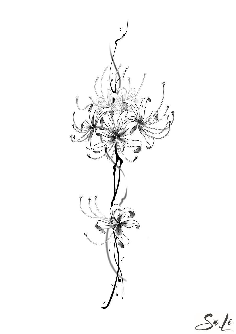 Graphic tattoo draft composition