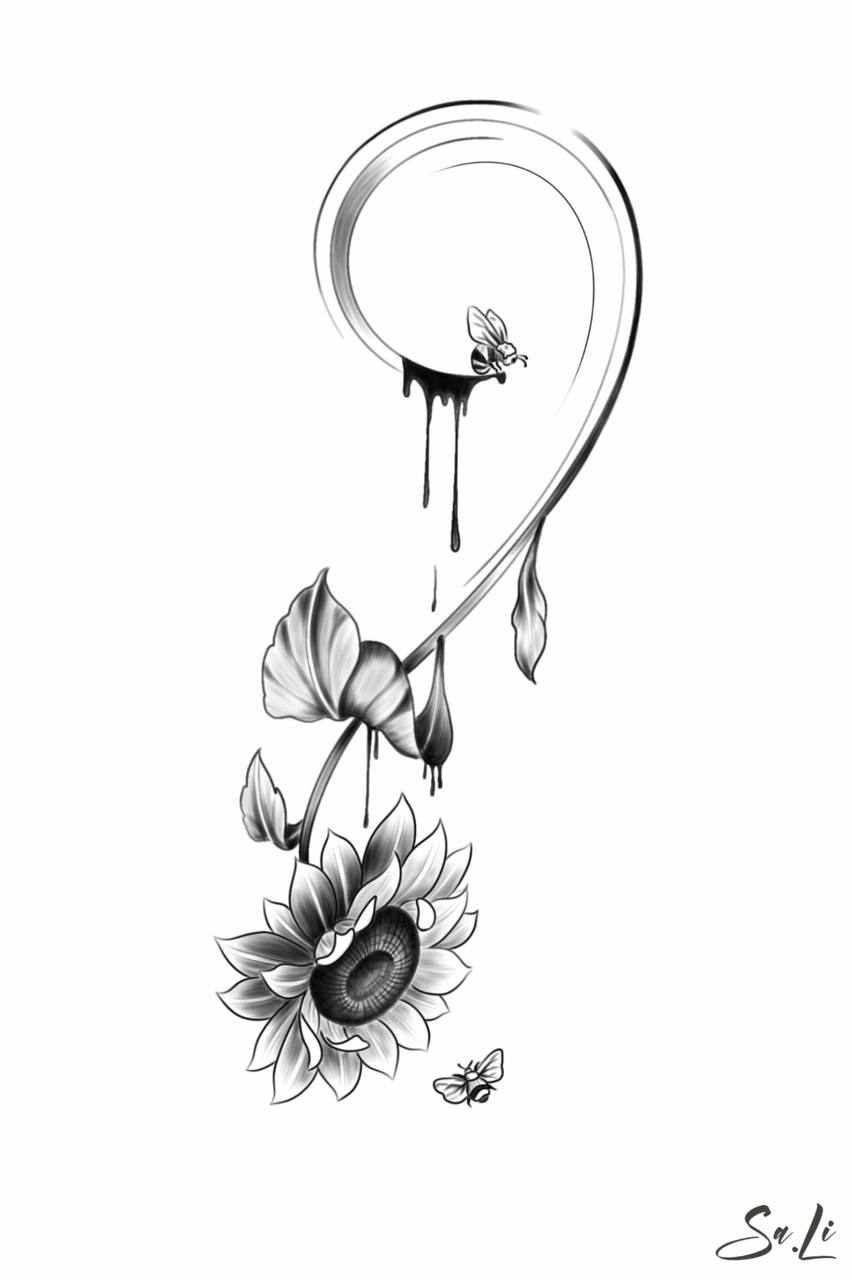 Sketch placement study for a custom tattoo